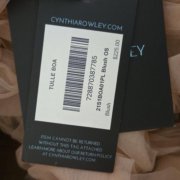 NWT WOMEN'S CYNTHIA ROWLEY TULLE BOA BLUSH SCARF SHAWL $225 BLOOMINGDALE'S - Picture 5 of 5